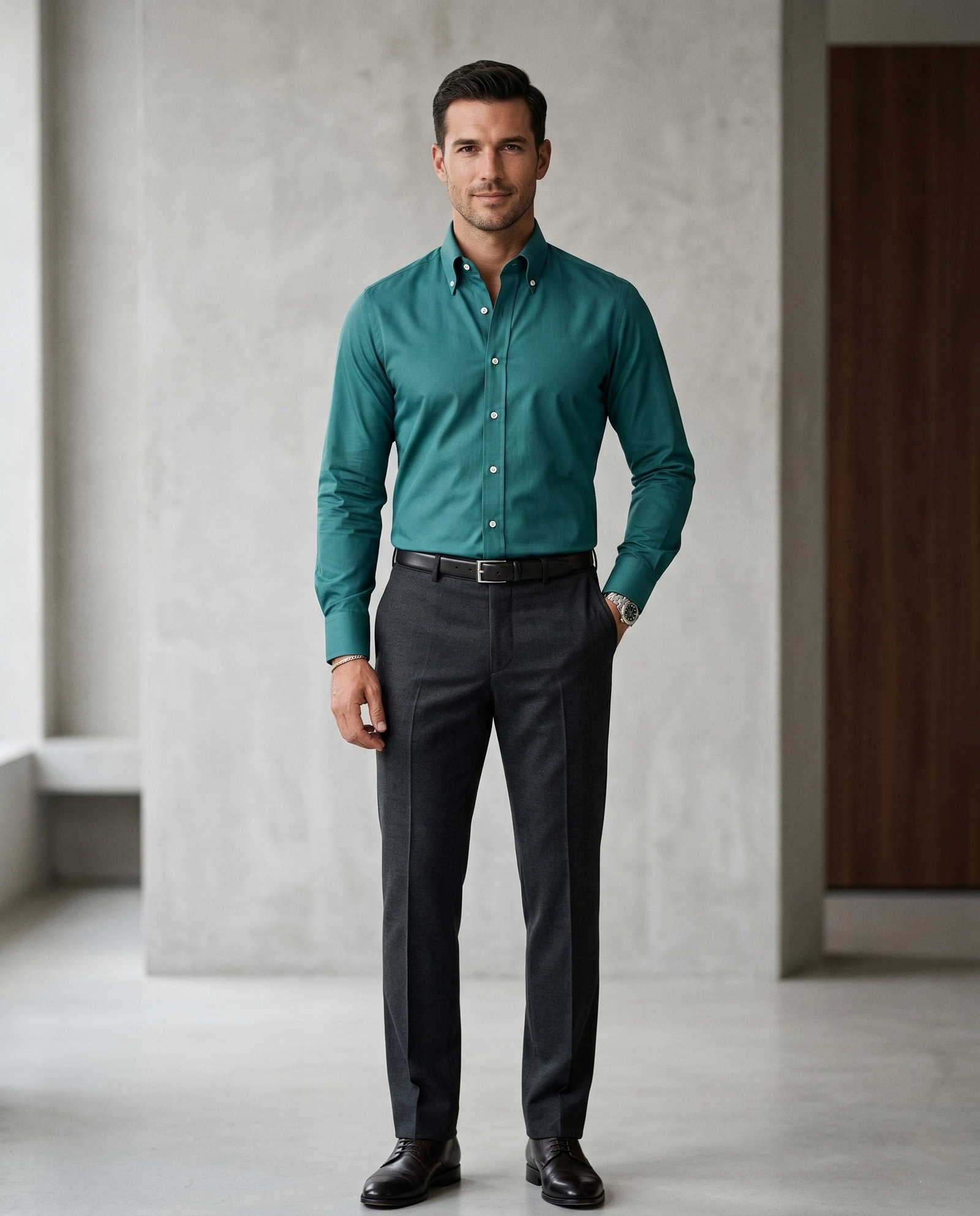 Men’s Teal Formal Shirt | Premium Slim Fit Full Sleeve Office Wear Shirt | Cotton Blend Business & Party Wear Shirt for Men