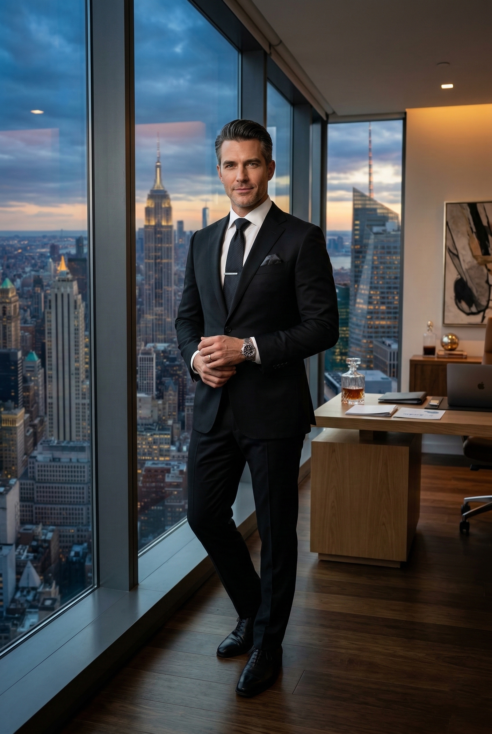 Executive Modern-Fit Business Suit – Midnight  Black