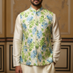 Serene Hydrangea: The Pastel Floral Nehru Jacket