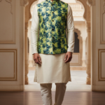 Cyber-Nature Fusion: The Digital Moss Nehru Jacket