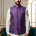 Men’s Royal Purple Brocade Nehru Jacket