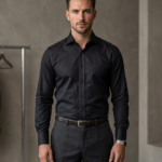 Men’s Black Formal Shirt | Premium Slim Fit Office Wear Shirt | Full Sleeve Cotton Blend Business Shirt for Men