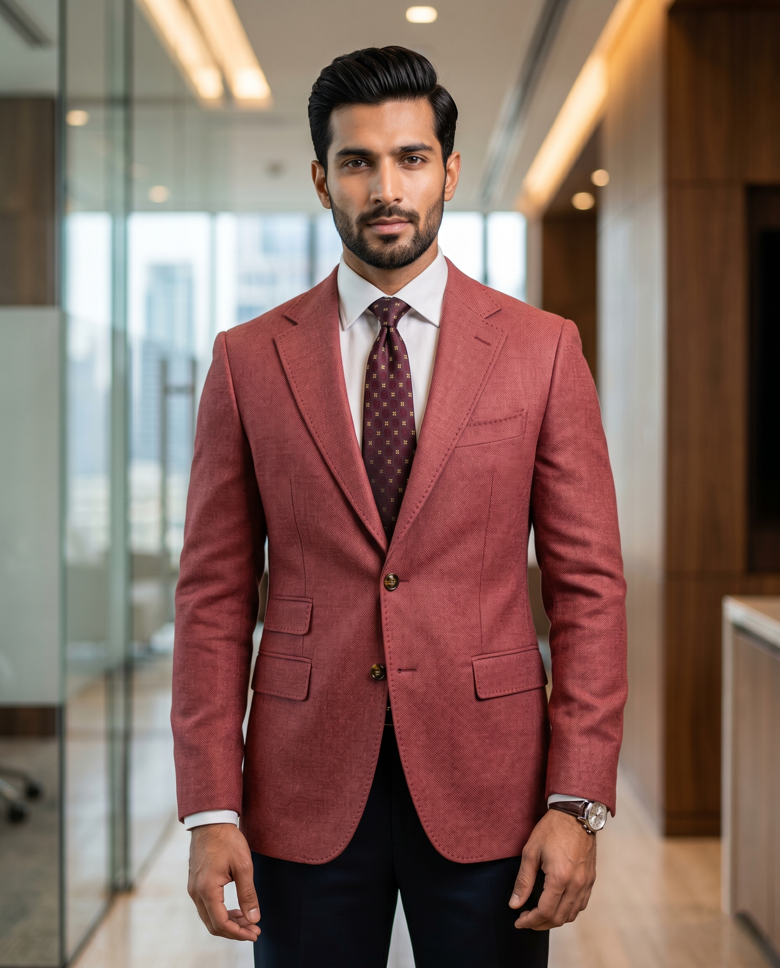 Men's Slim Fit Rose Pink Formal Blazer