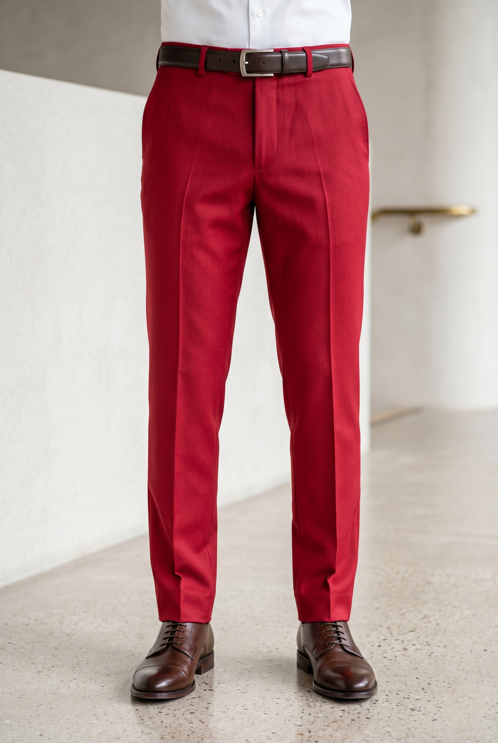 Men's Premium Red Tailored Fit Formal Trousers